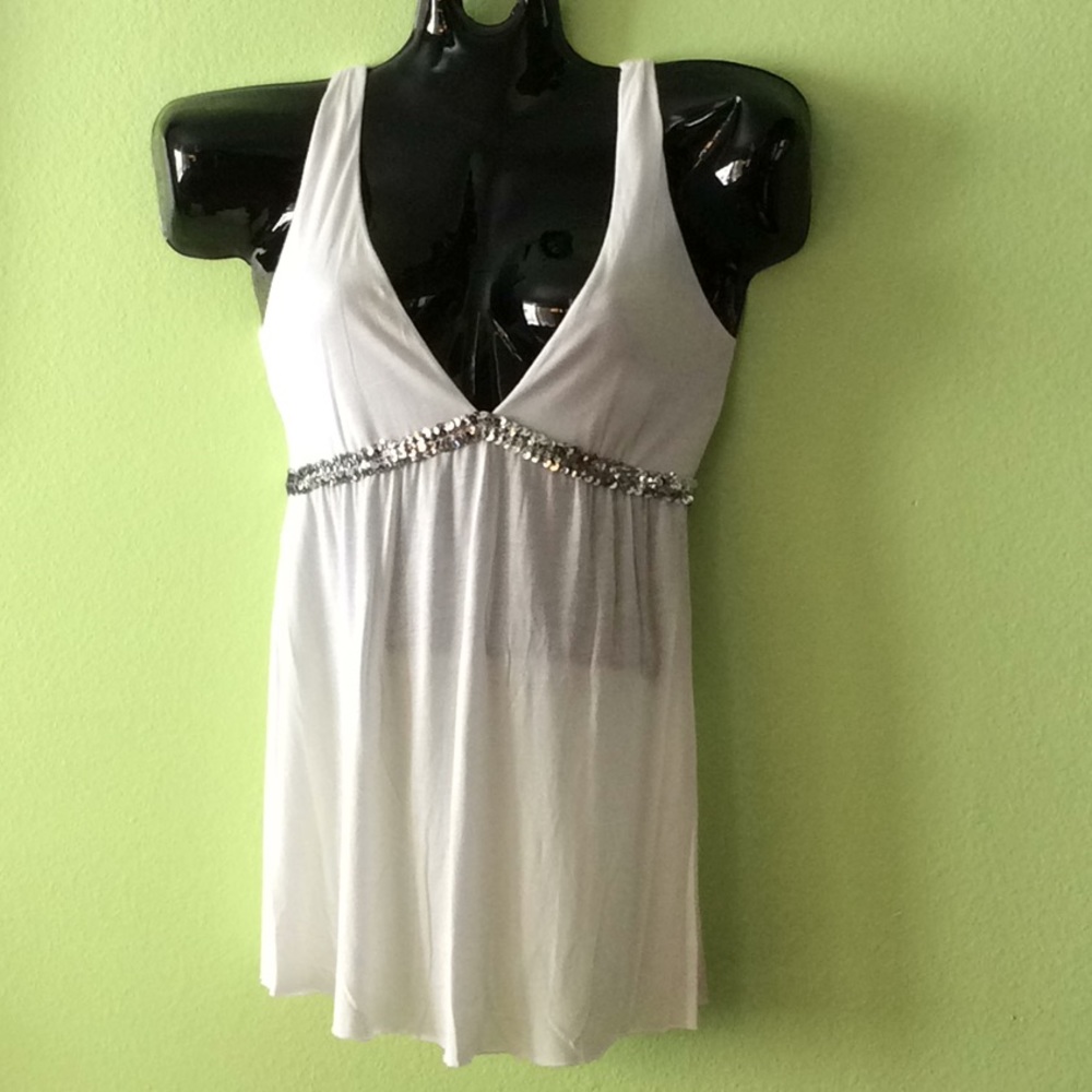 Boho Tunic Empire Waist V-Cut Neckline Sequins